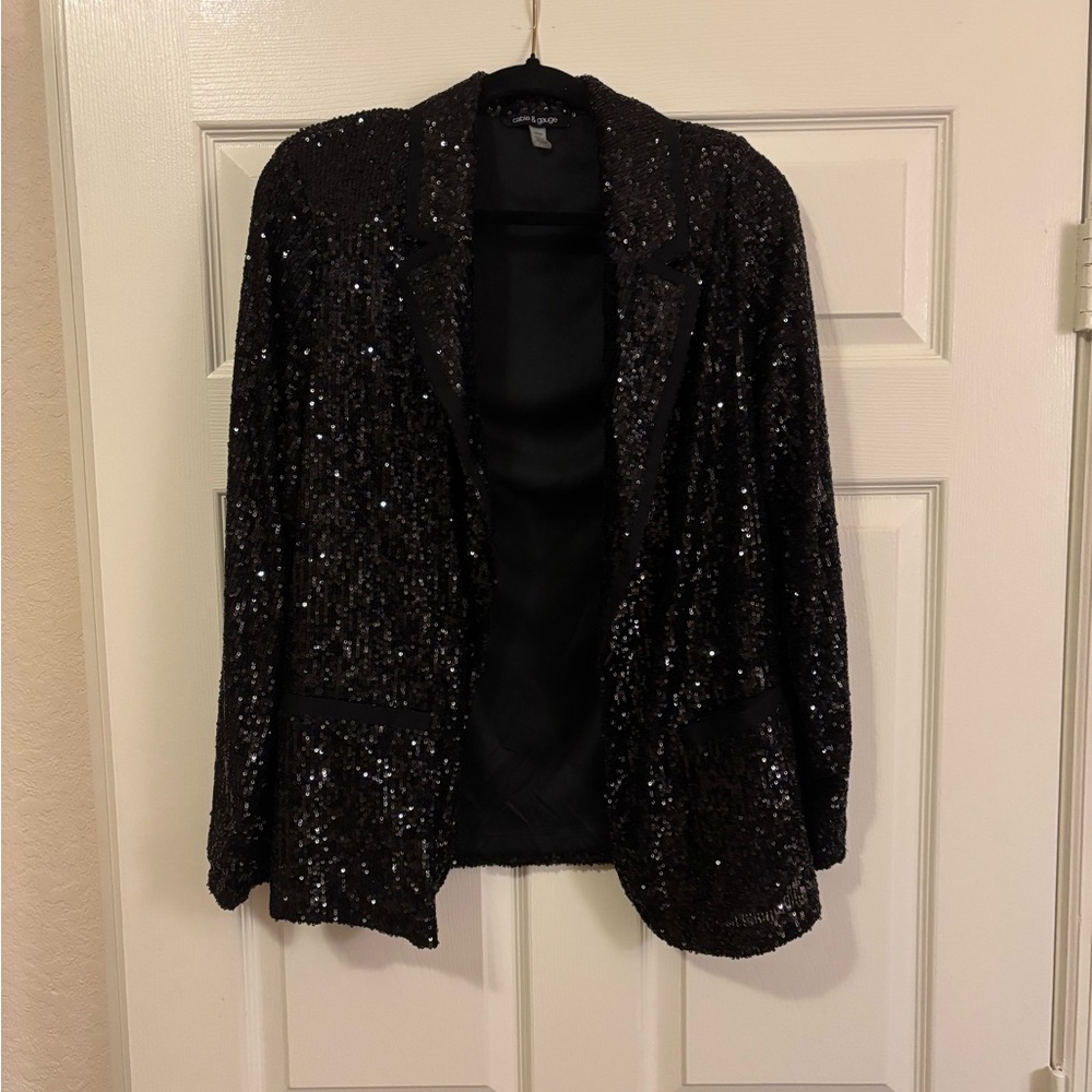 Cable & Gauge Black Sequin Blazer Jacket